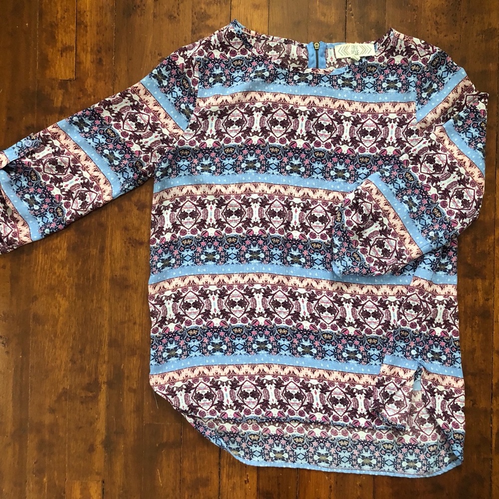 Pink Rose Patterned Blouse